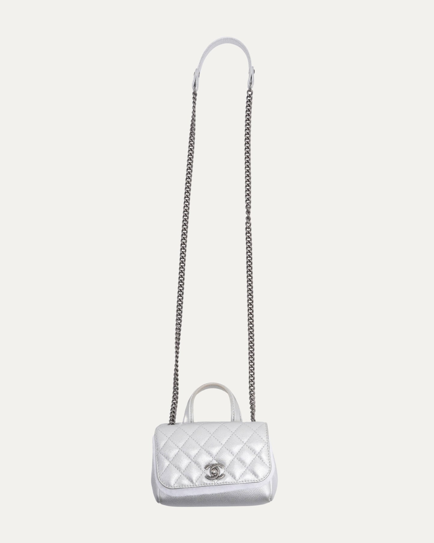 Metallic Caviar Quilted Mini Coco Handle Bag