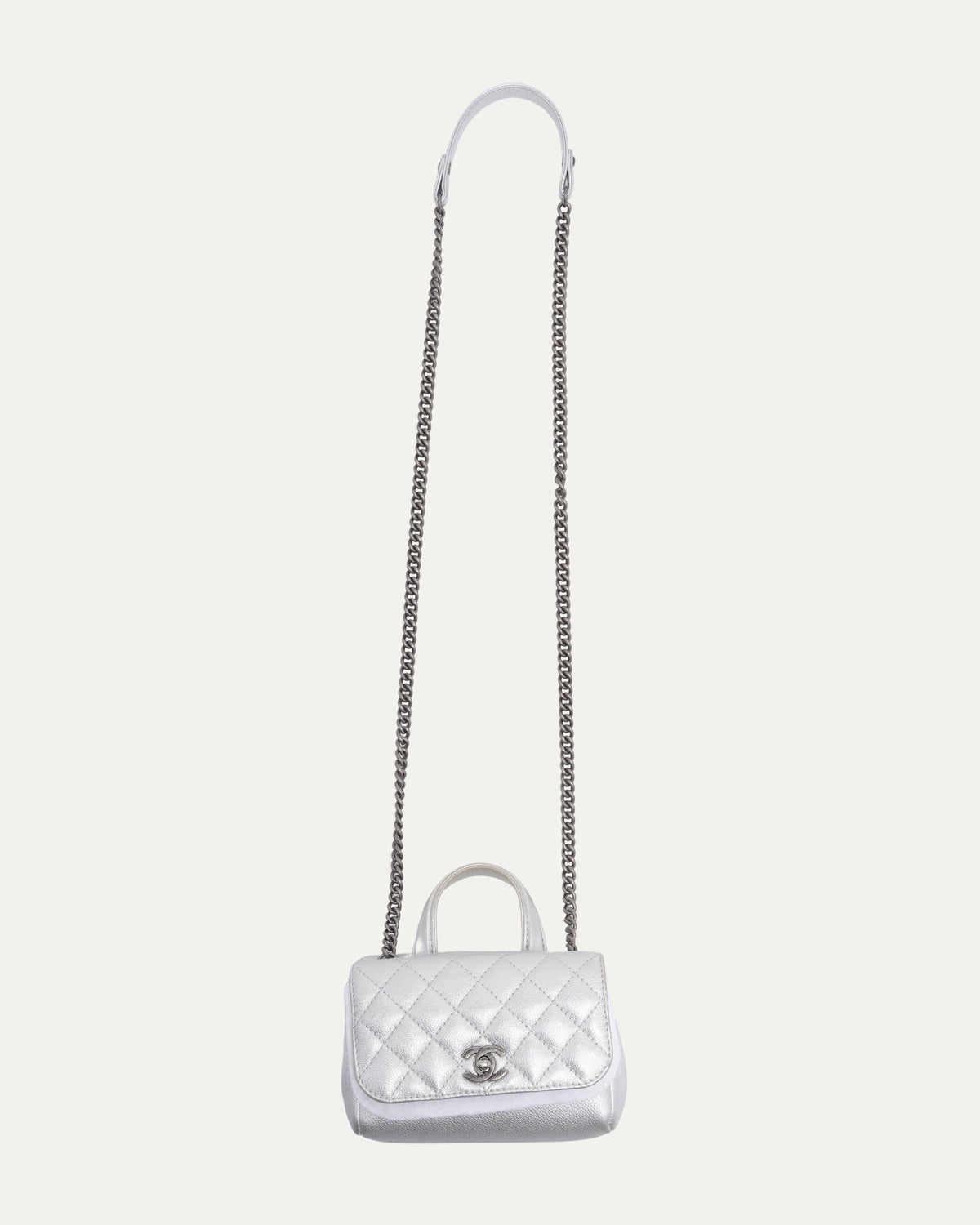 Metallic Caviar Quilted Mini Coco Handle Bag