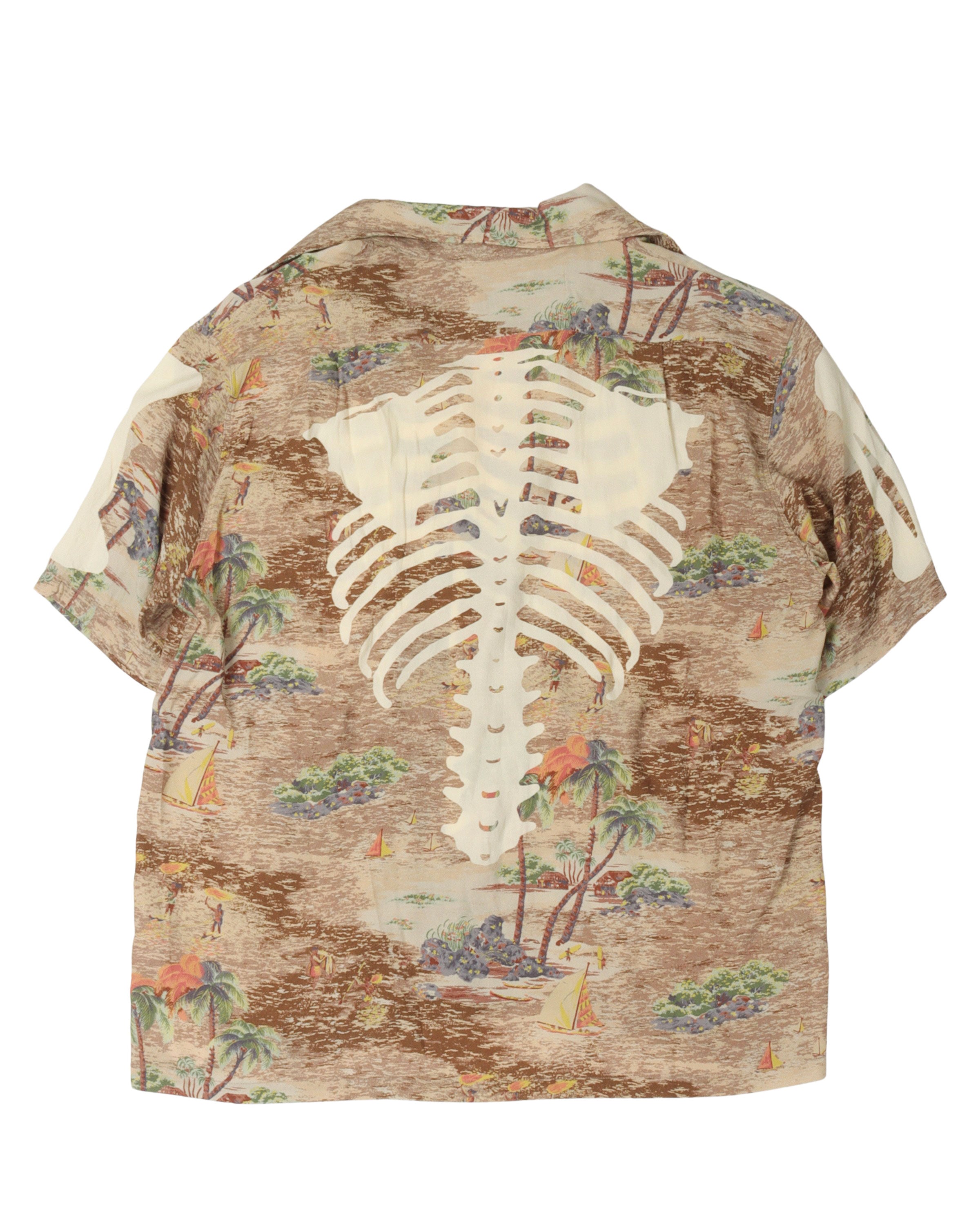 Rayon Kamehameha Bone Aloha Shirt