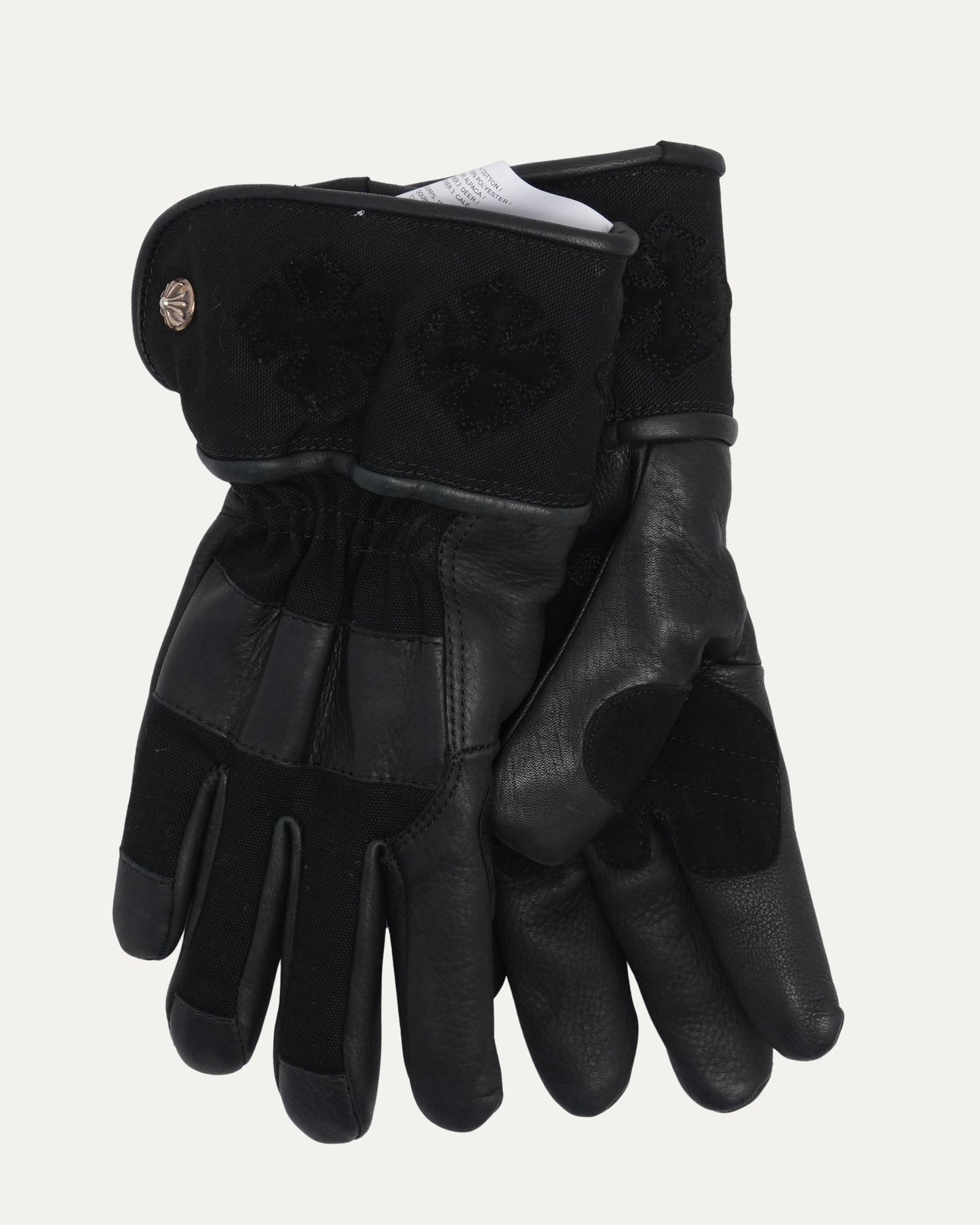 Cross Patch Leather Motorcycle Gloves
