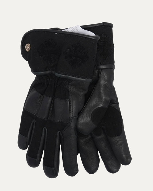 Cross Patch Leather Motorcycle Gloves