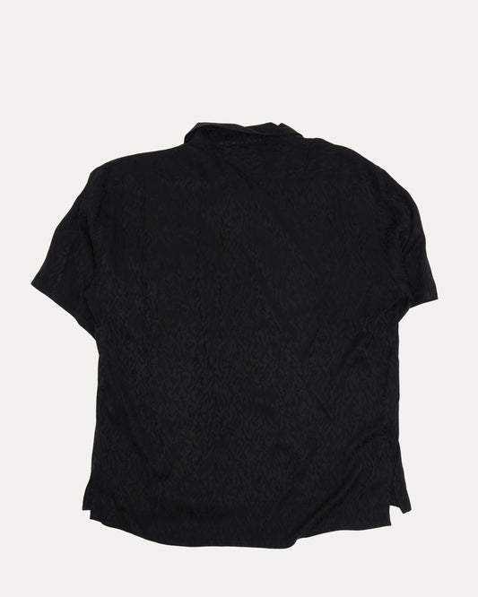 Tonal Animal Print Silk Blend Short Sleeve Shirt