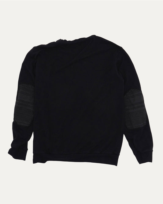 Textured Elbow Patch Crewneck Sweatshirt
