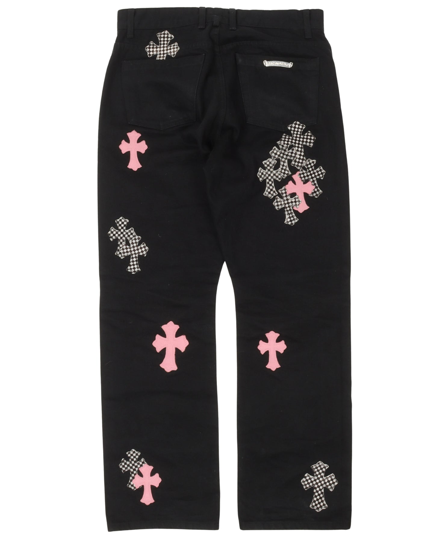 Checkered Cross Fleur Knee Jeans