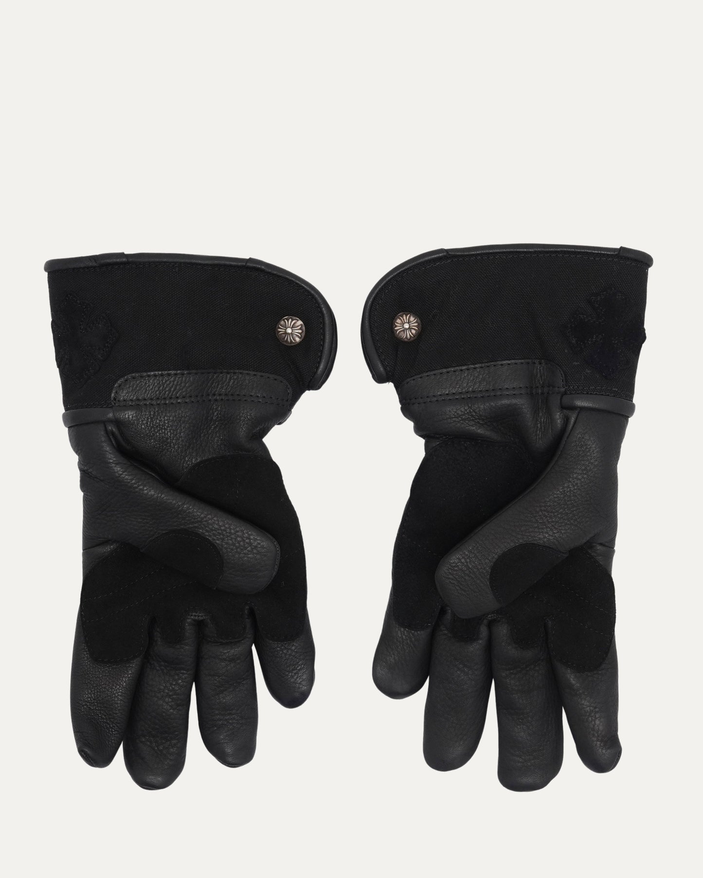Cross Patch Leather Motorcycle Gloves