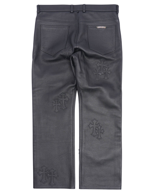 Leather Cross Patch Pants