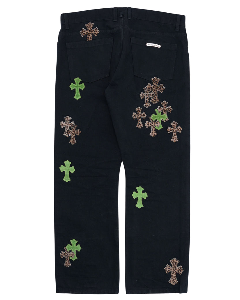 Leopard Cross Patch Jeans w/ 35 Cross Patches