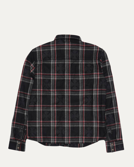 Gas Station Plaid Cashmere Cross Patch Loose Ends Flannel Shirt
