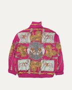 Horses and Tassels Print Oversized Nylon Bomber Jacket