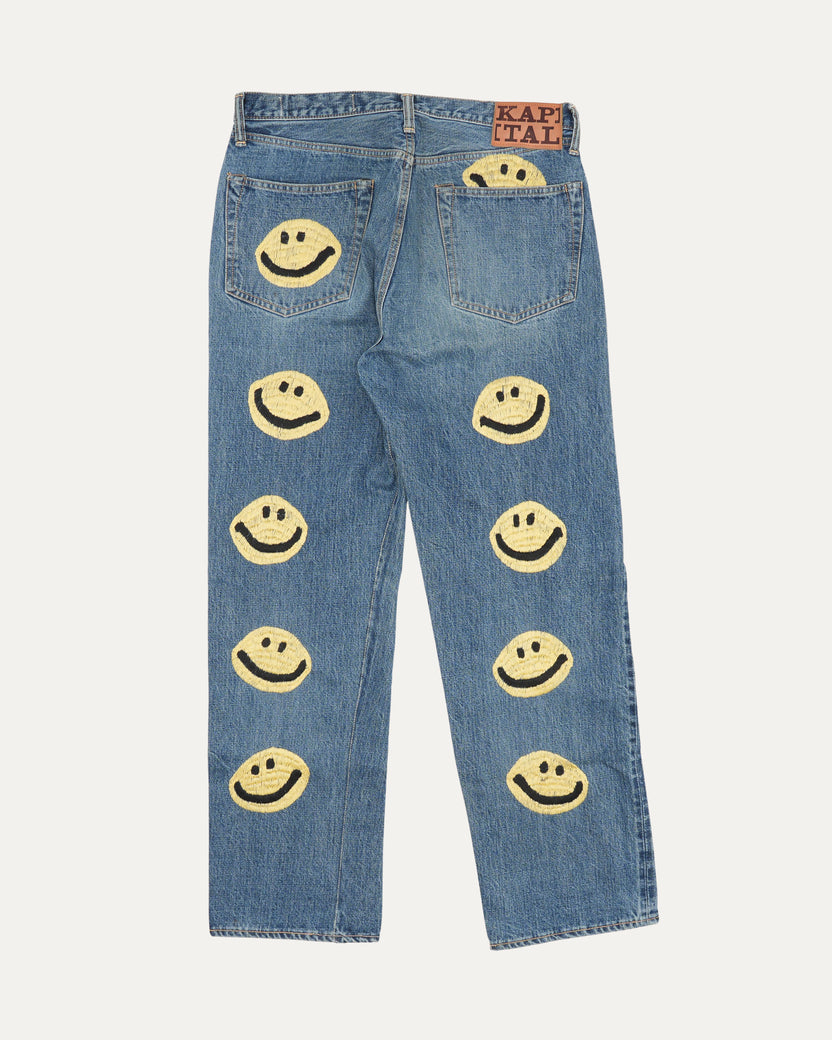 Smiley Face Embroidered Jeans