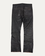 Crust Repaired Leather Flare Jeans