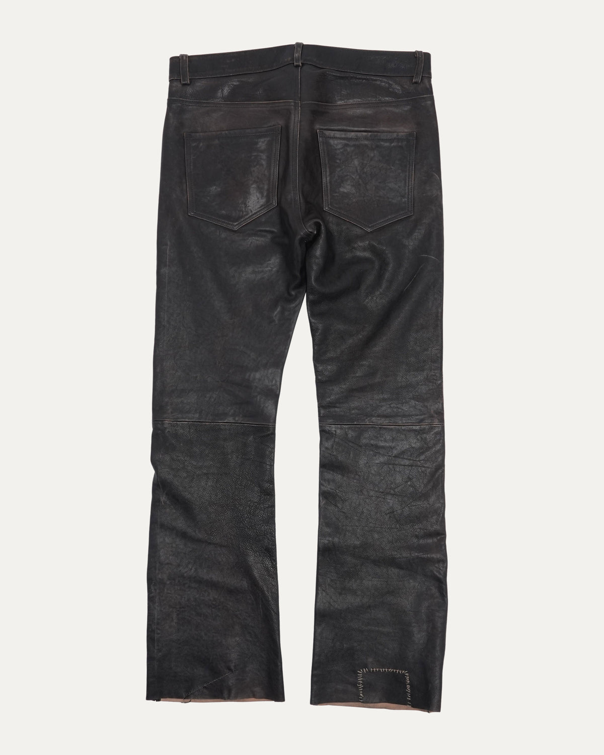 Crust Repaired Leather Flare Jeans