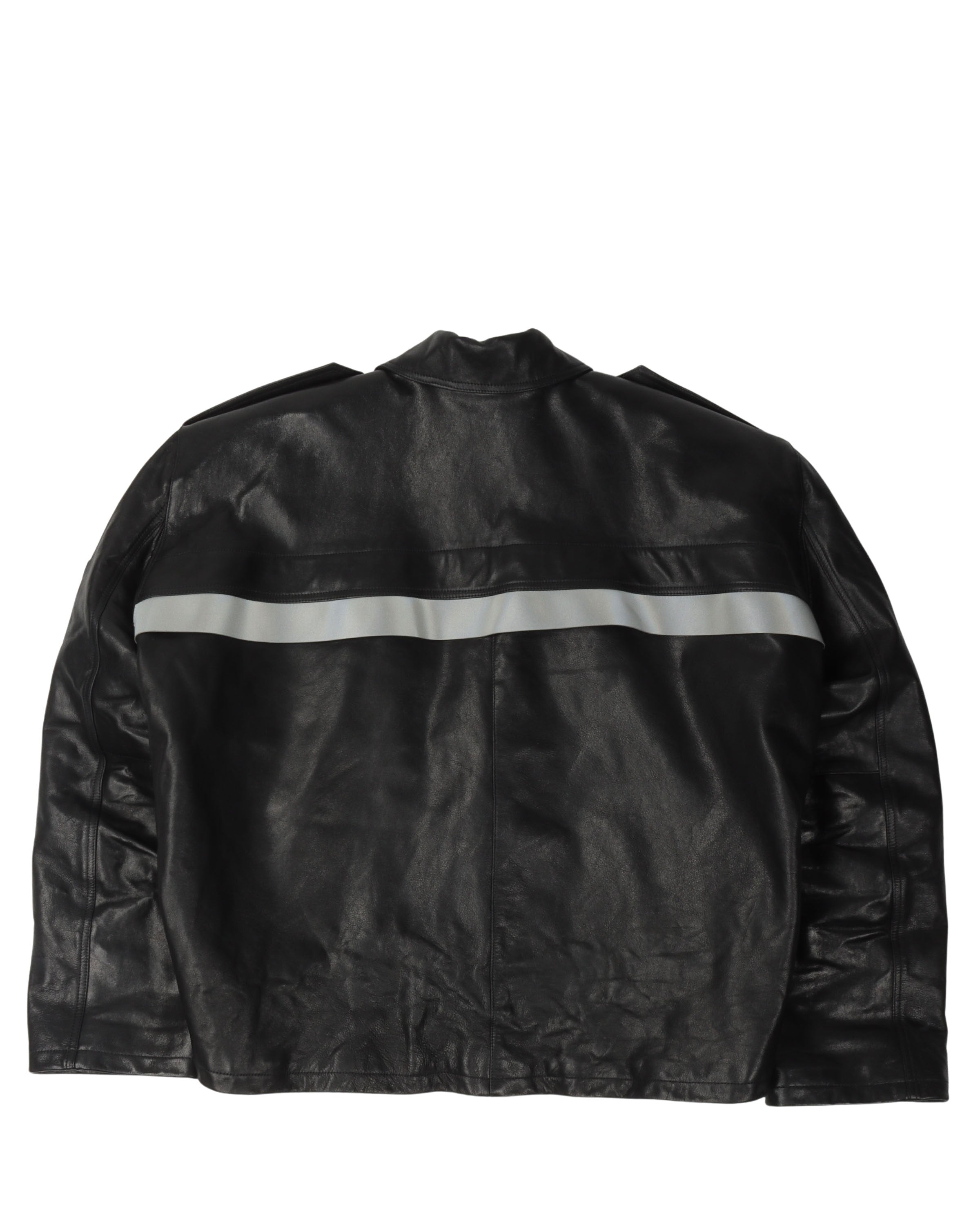 Oversized Leather Uniform Jacket