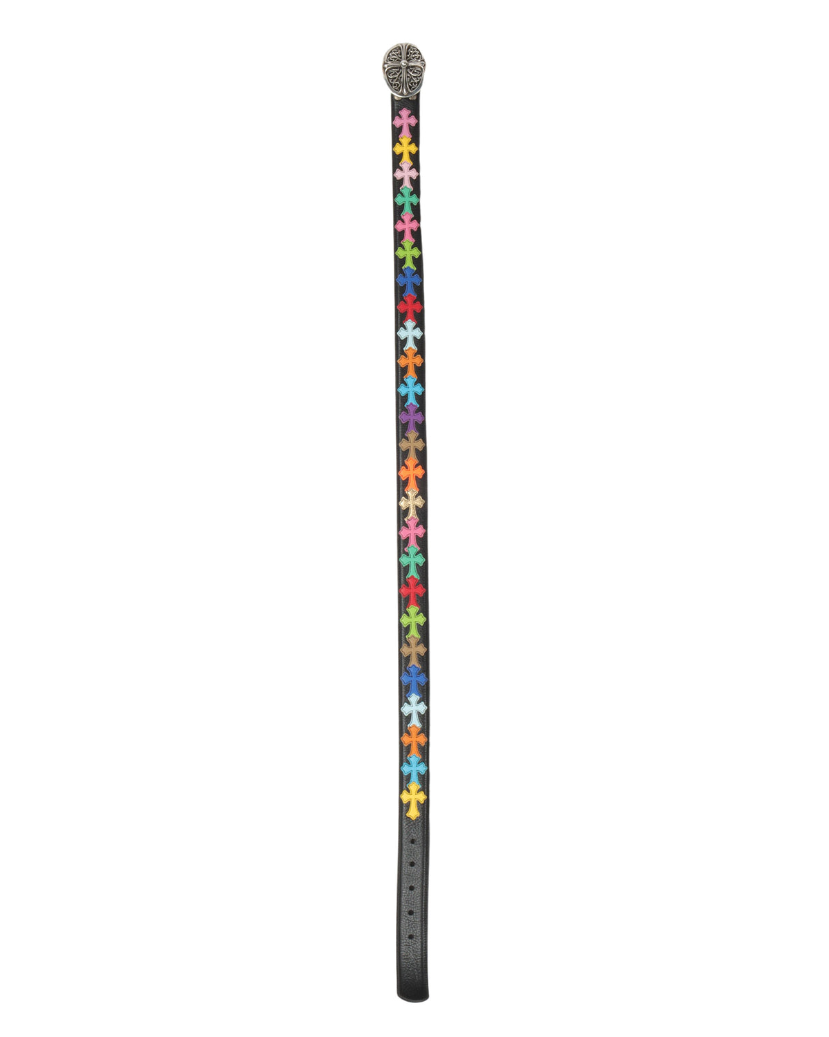 Cross Patch Leather Belt with Oval Cross Buckle