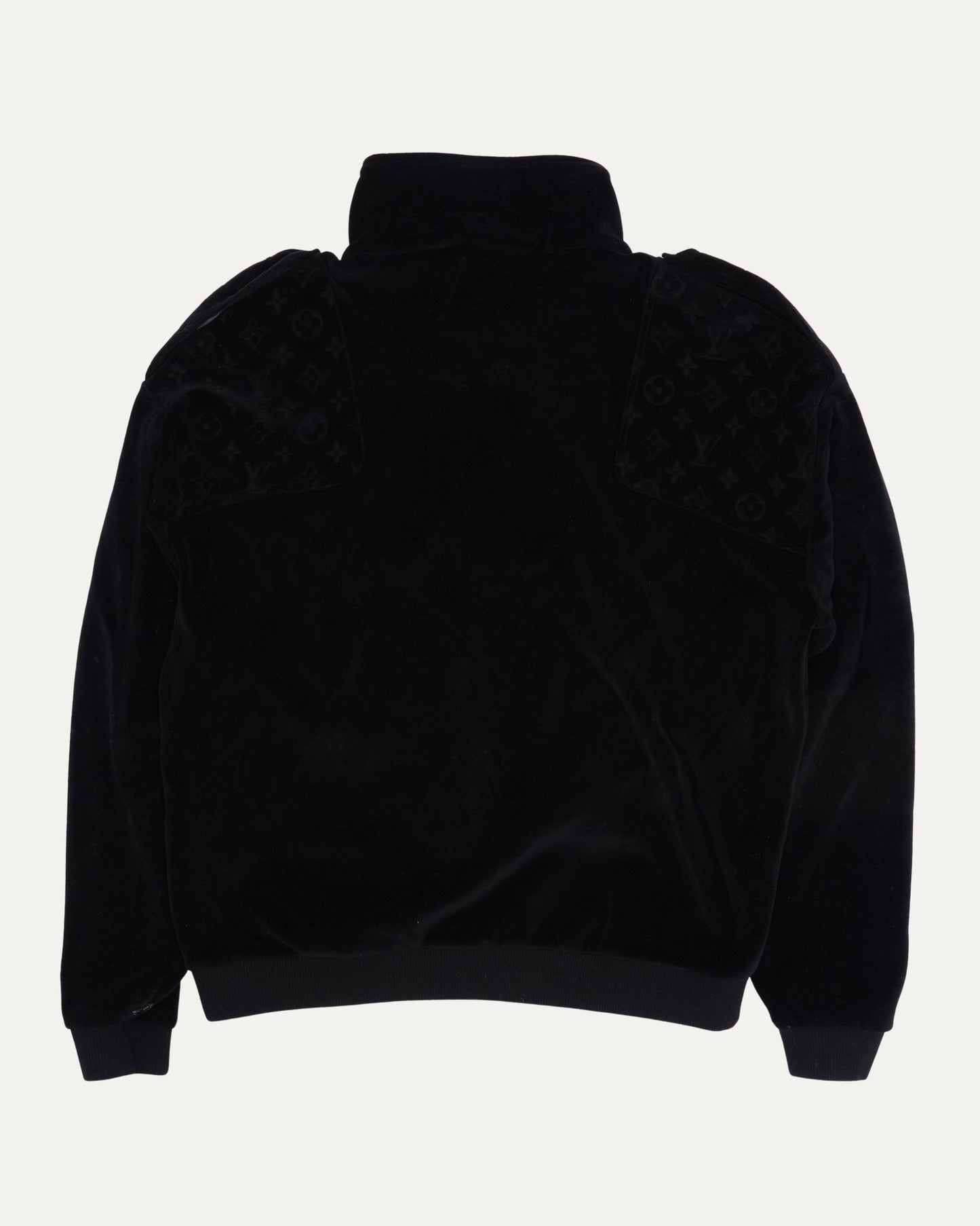 Velour Monogram Cargo Pocket Quarter Zip Jacket