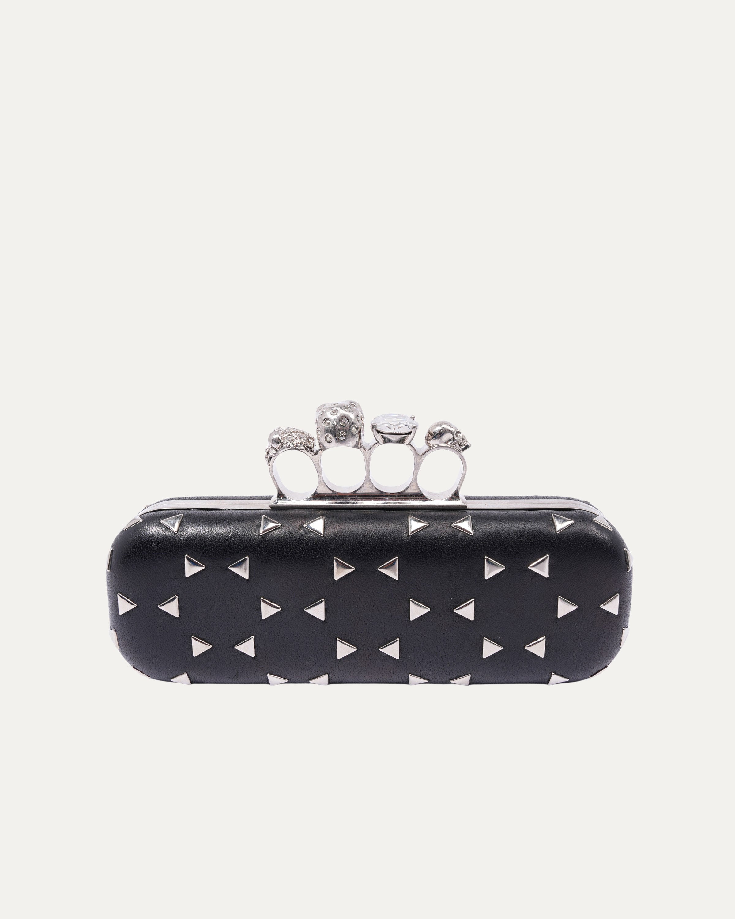 Nappa Triangle Studded Knucklebox Clutch