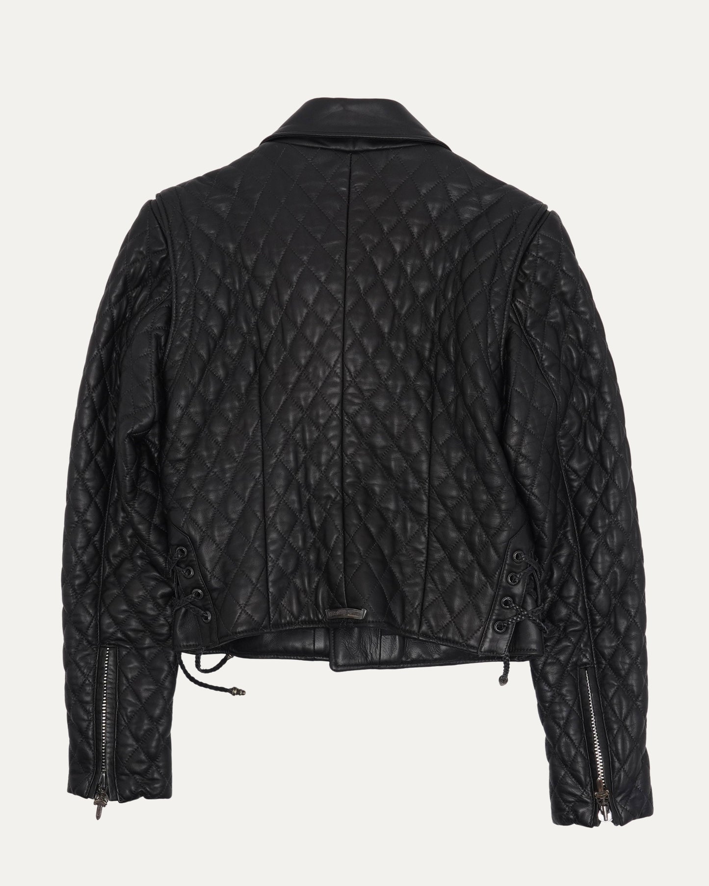 Hermes Silk Lined JJ Dean Quilted Leather Jacket