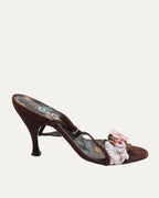 Suede Floral Embellished Strappy Heeled Sandal