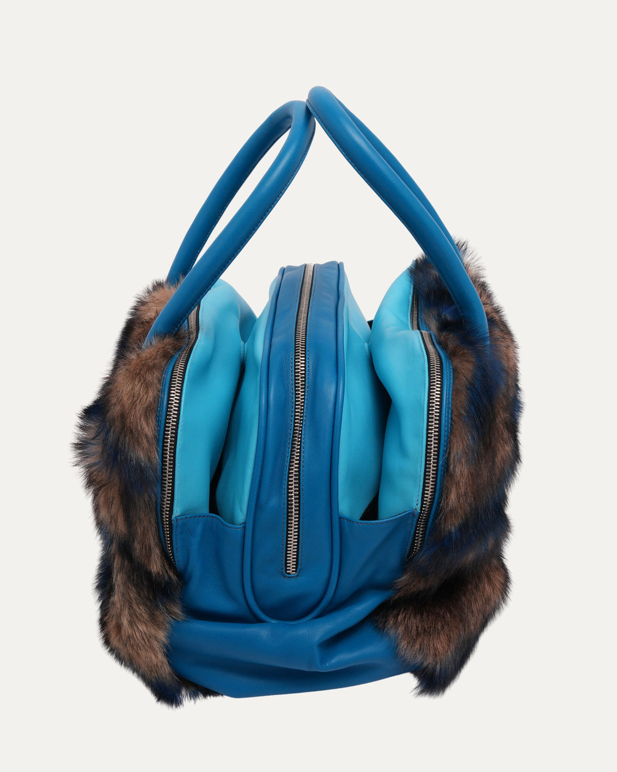 Embellished Cross Patch Fur Bag