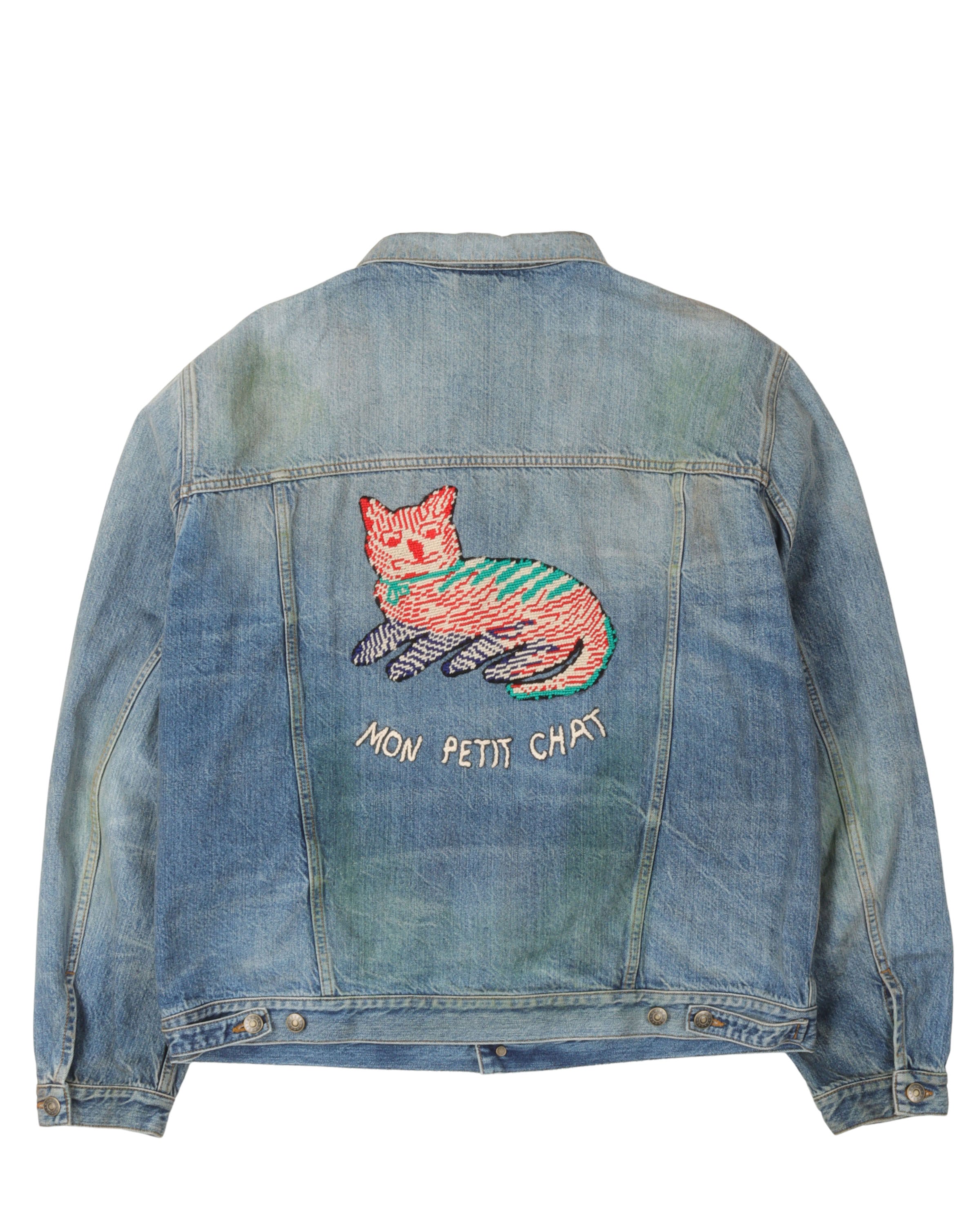 Cat Embroidery Denim Jacket