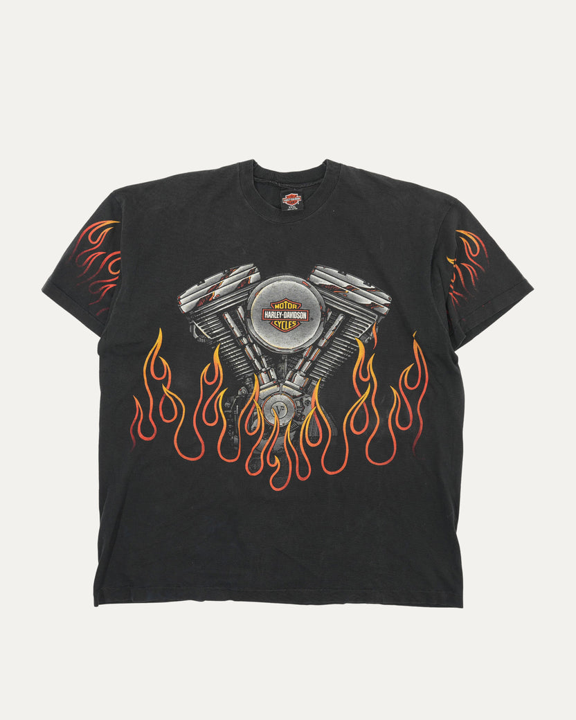 Harley Davidson Flaming Engine T-Shirt