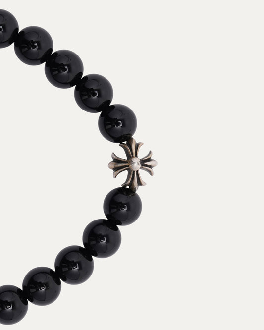 8mm Black Onyx/Tourmaline Plus Cross Bead Bracelet