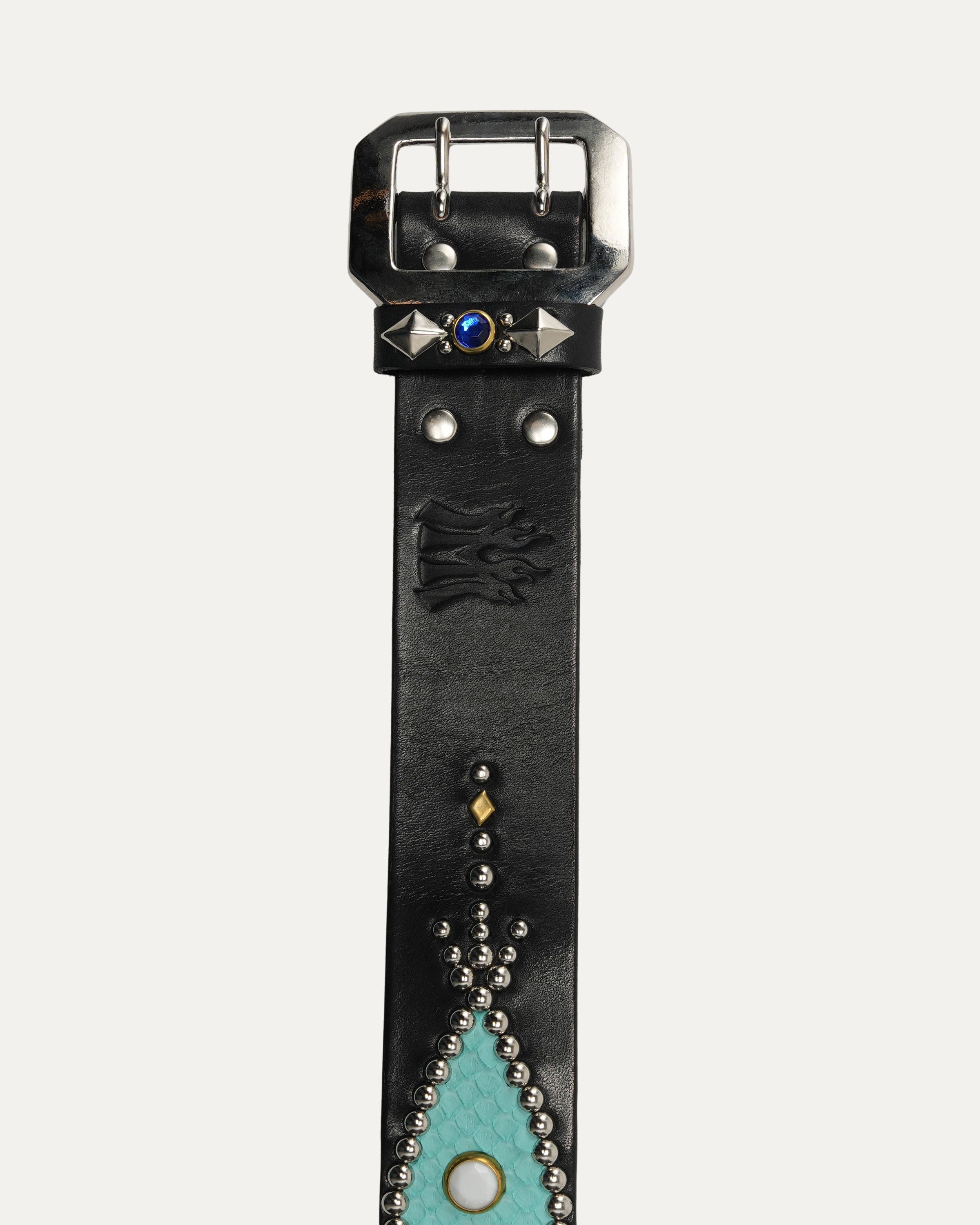 Studded Leather Snake Inlay Belt