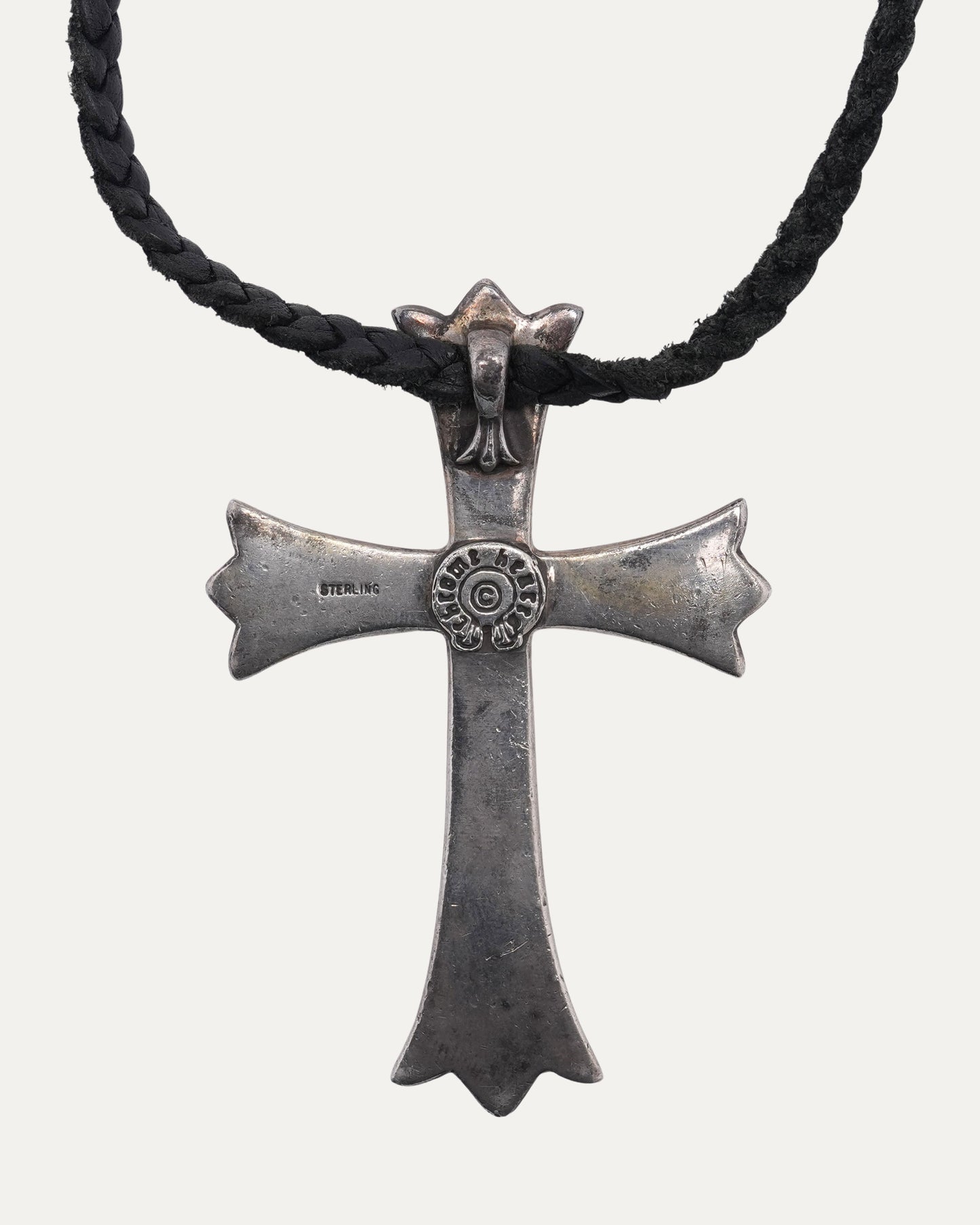 Large Cross Pendant with Leather Necklace