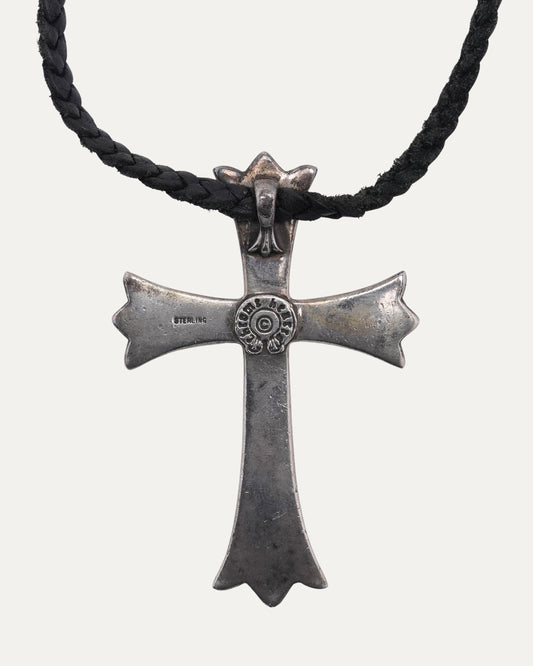 Large Cross Pendant with Leather Necklace
