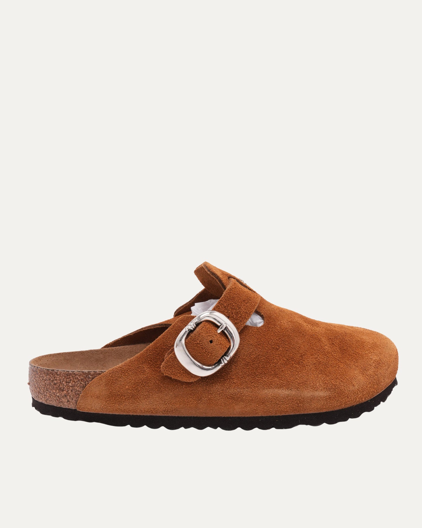 Cross Embellished Birkenstock Boston Suede Mule
