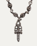 Diamond Dagger Pendant Plus Ball Necklace