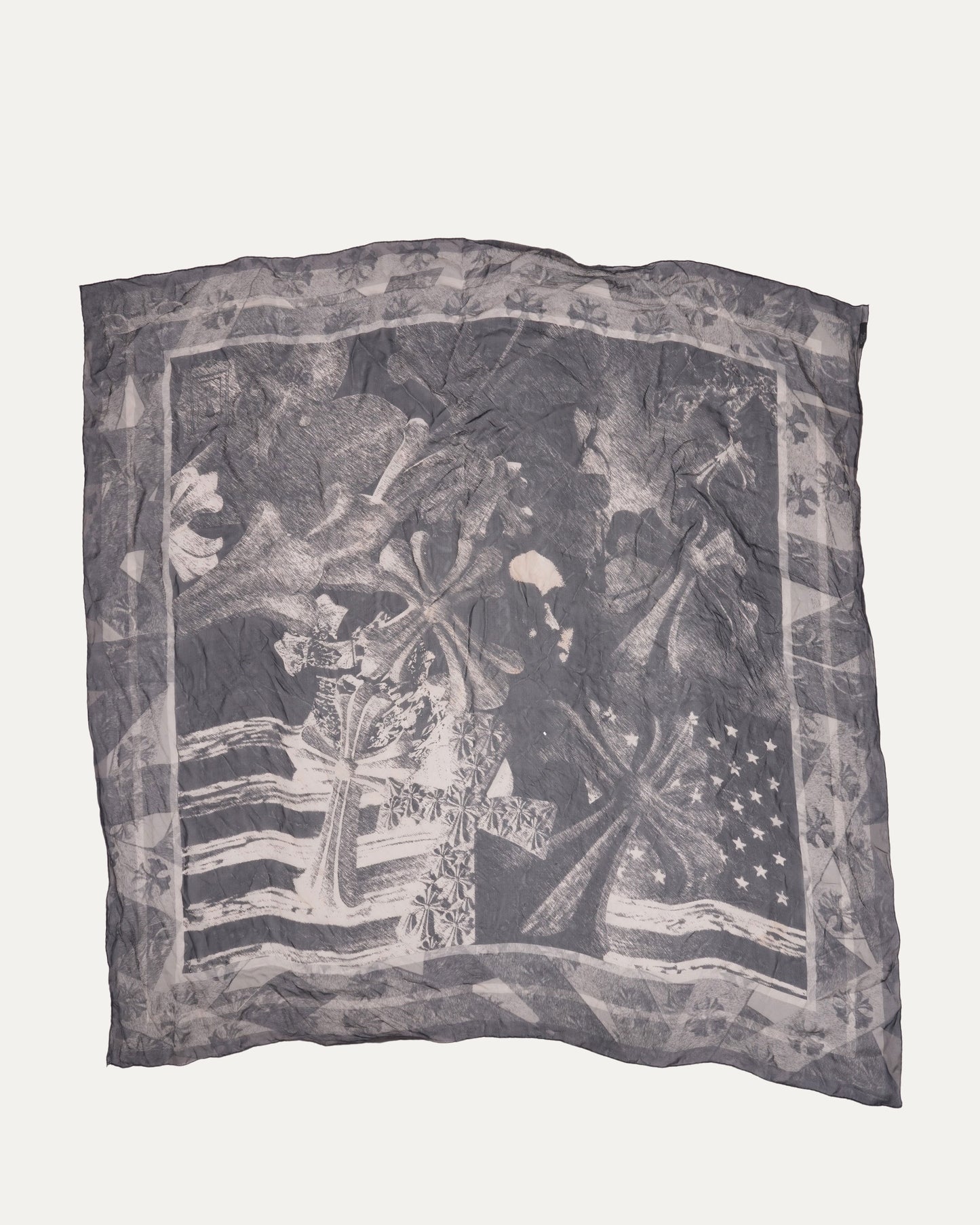 American Flag Cross Silk Scarf