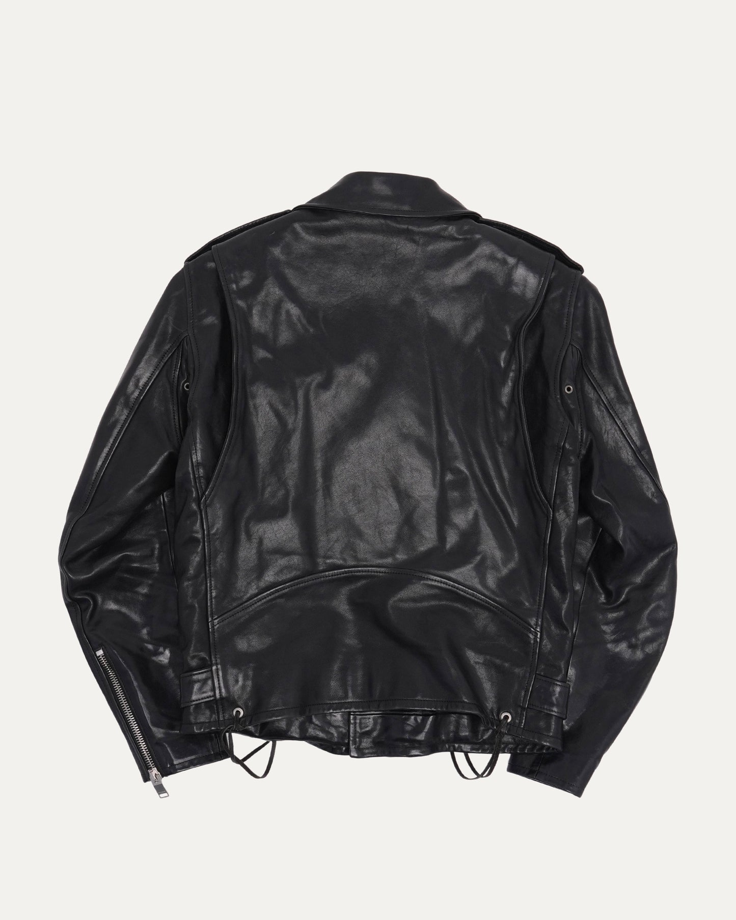 Leather Belted Double Rider Jacket