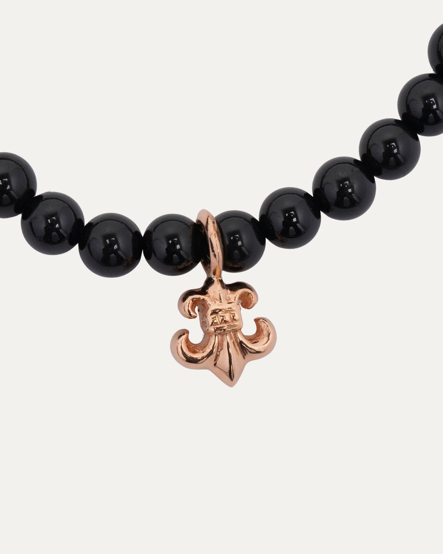 Small 22k Gold Onyx Fleur Bead Bracelet