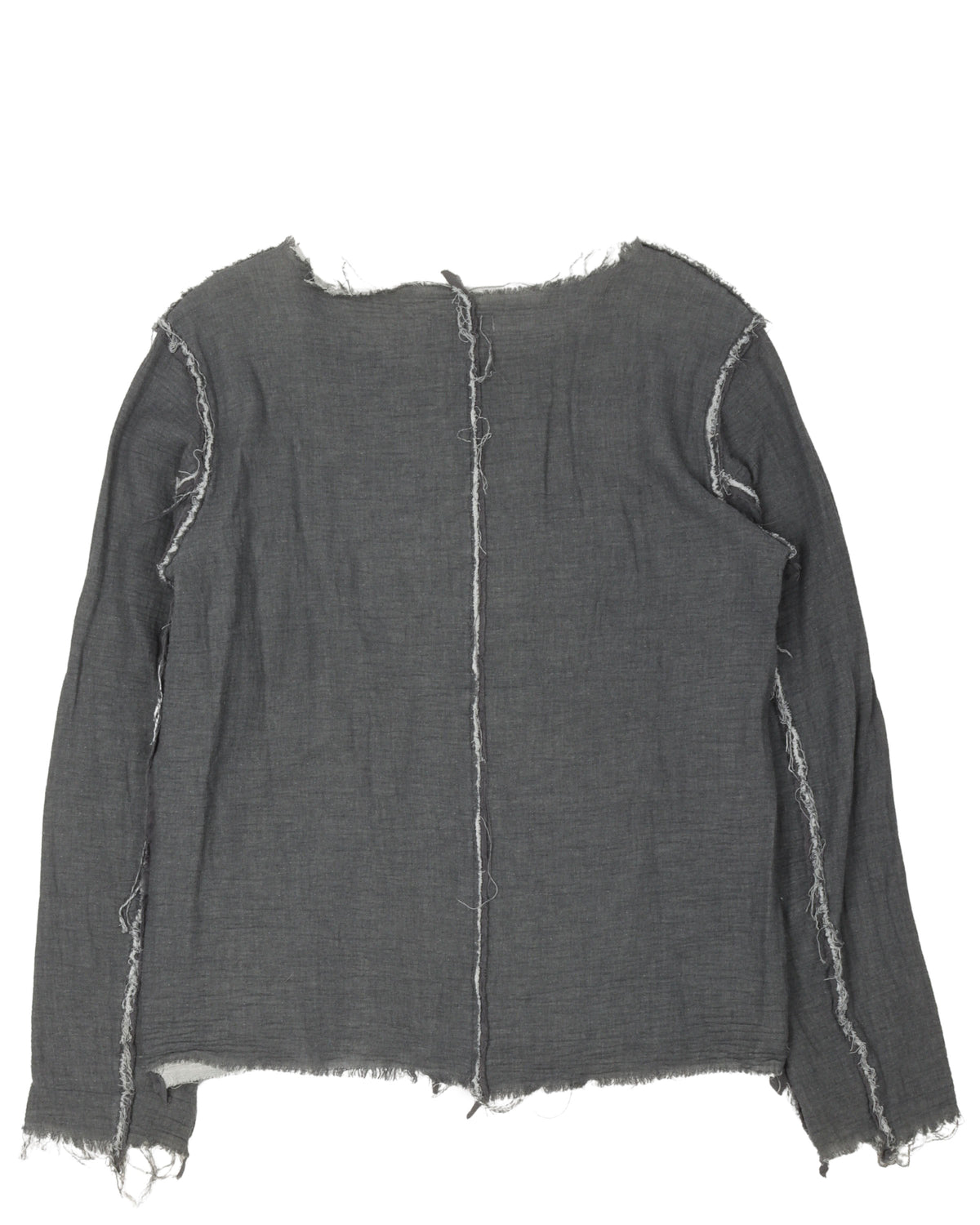 Raw Edge Distressed Long Sleeve T-Shirt