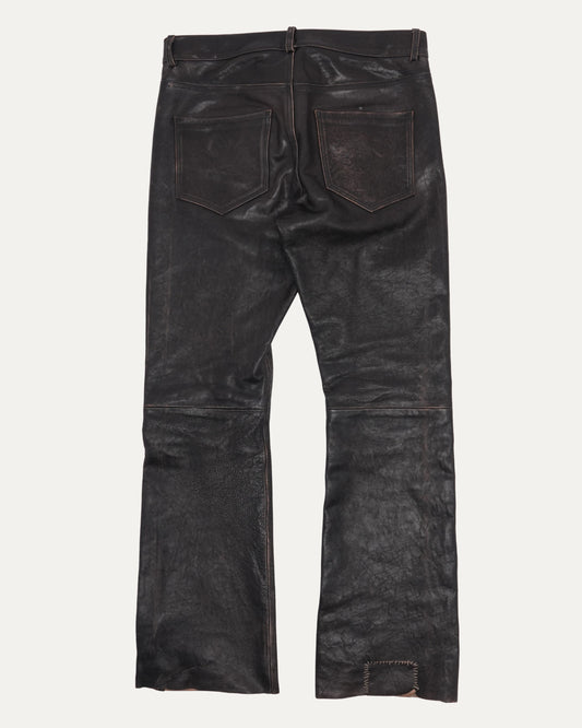 Crust Repaired Leather Flare Jeans