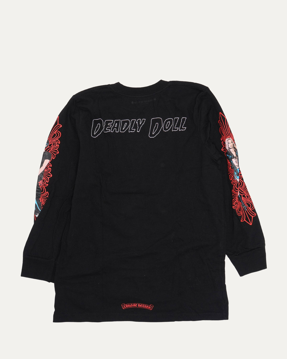 Children's Deadly Doll Horseshoe Logo Long Sleeve Pocket T-Shirt