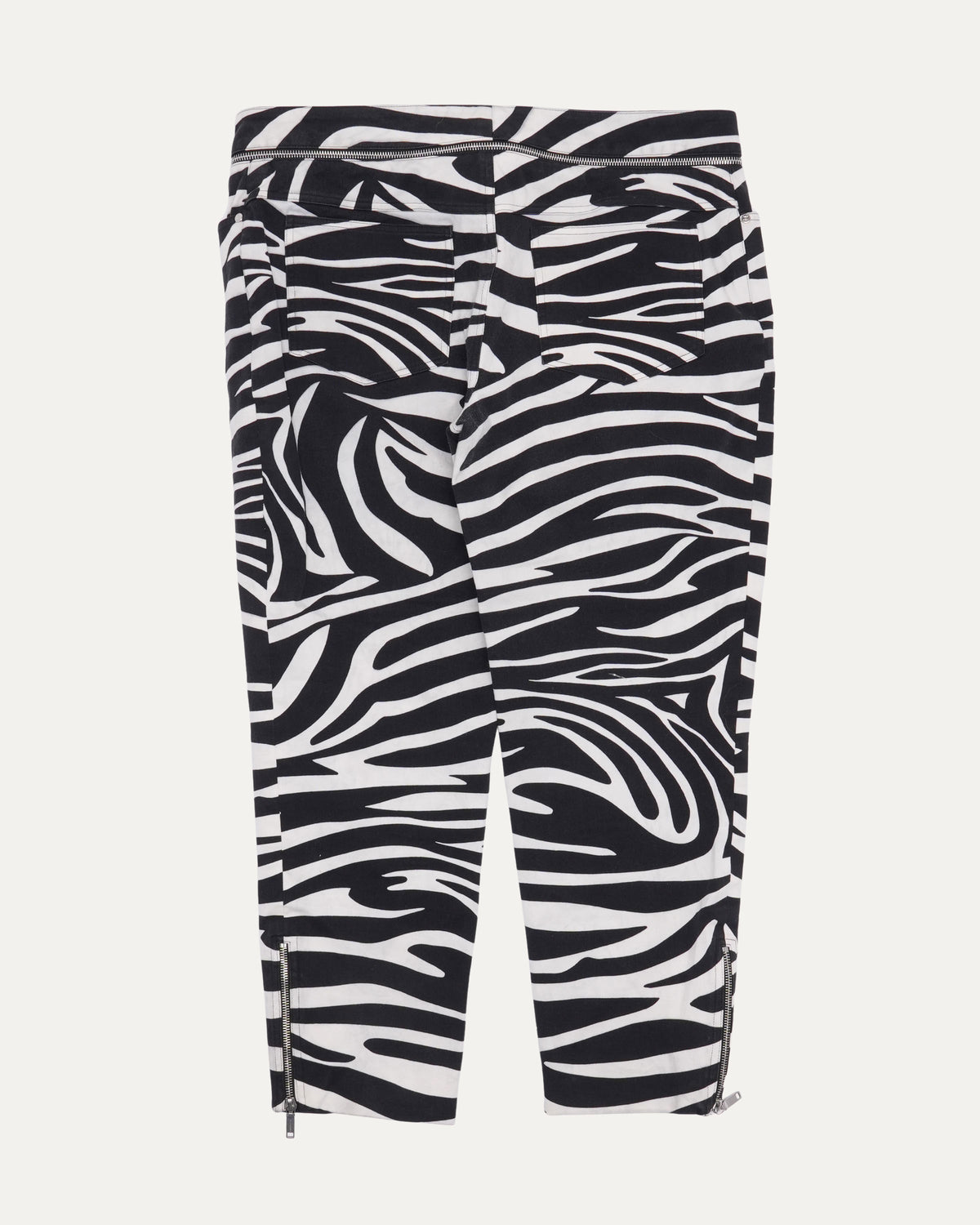 FW 2003 Belted Zip Waist Zebra Print Pants