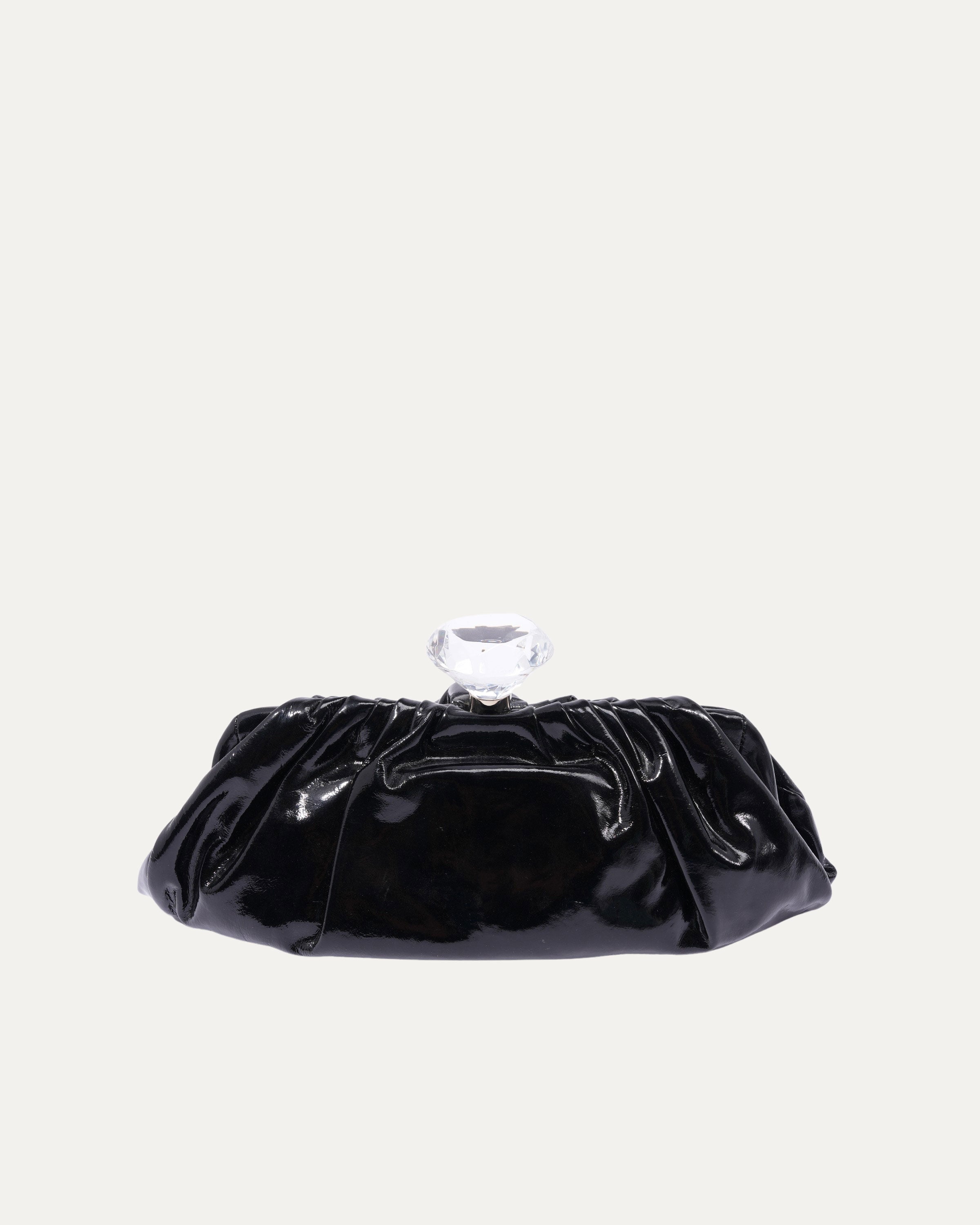 Patent Leather Diamond Clutch Bag