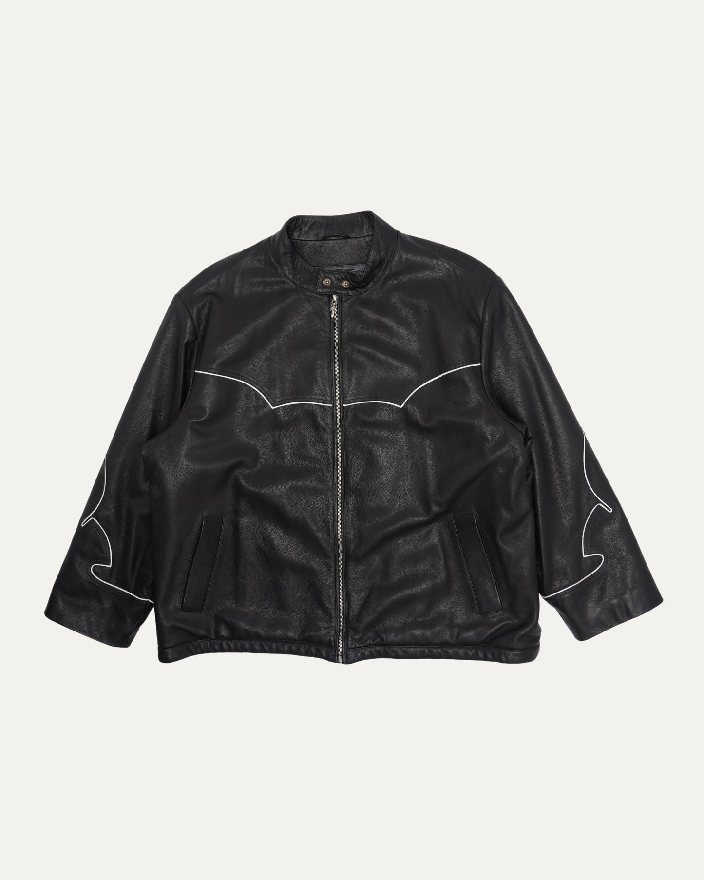 Fleur Piping Leather Jacket