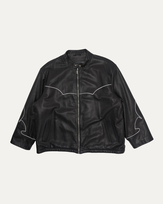 Fleur Piping Leather Jacket