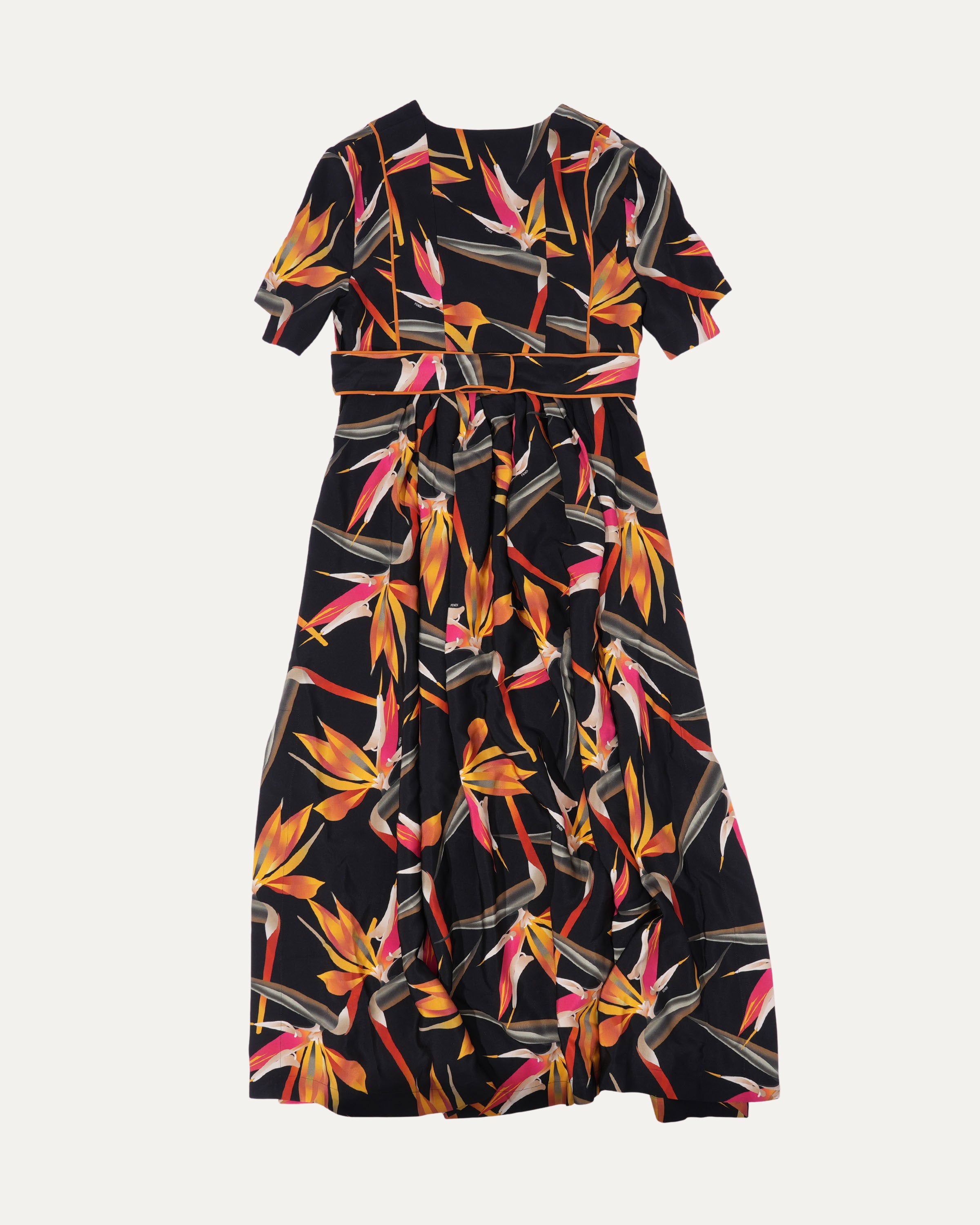 Floral Printed Silk Midi Dress