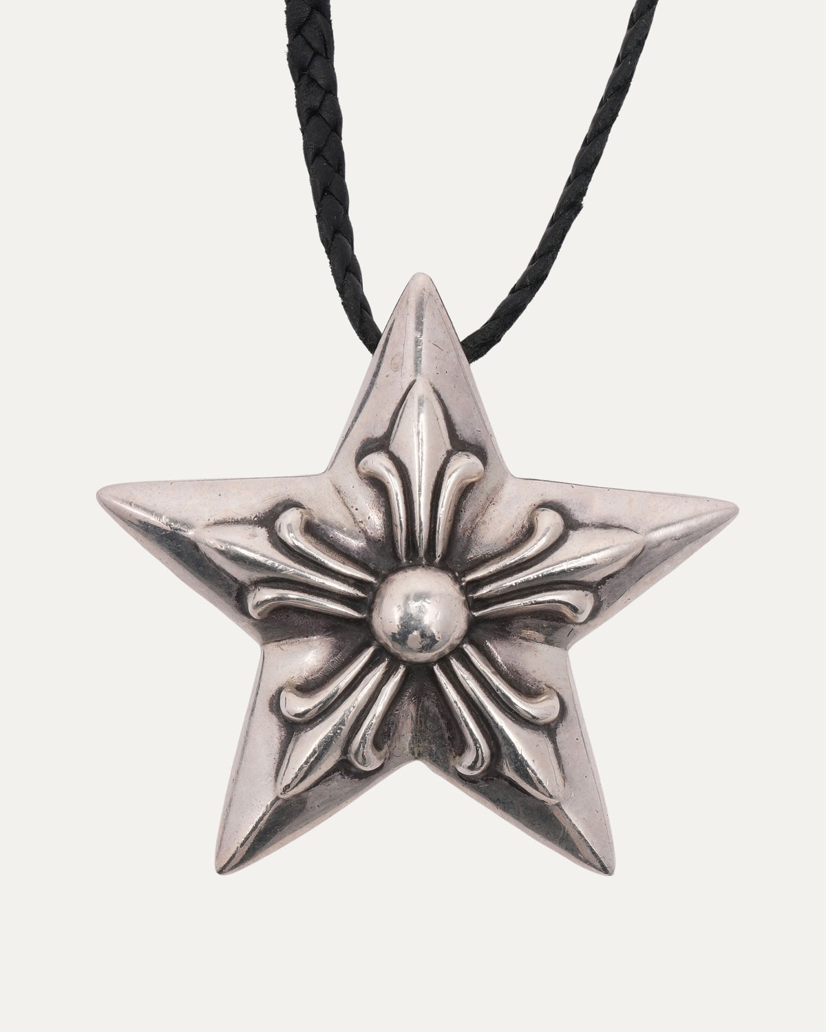 Large Star Pendant on Leather Braid
