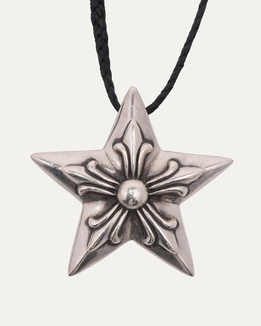 Large Star Pendant on Leather Braid