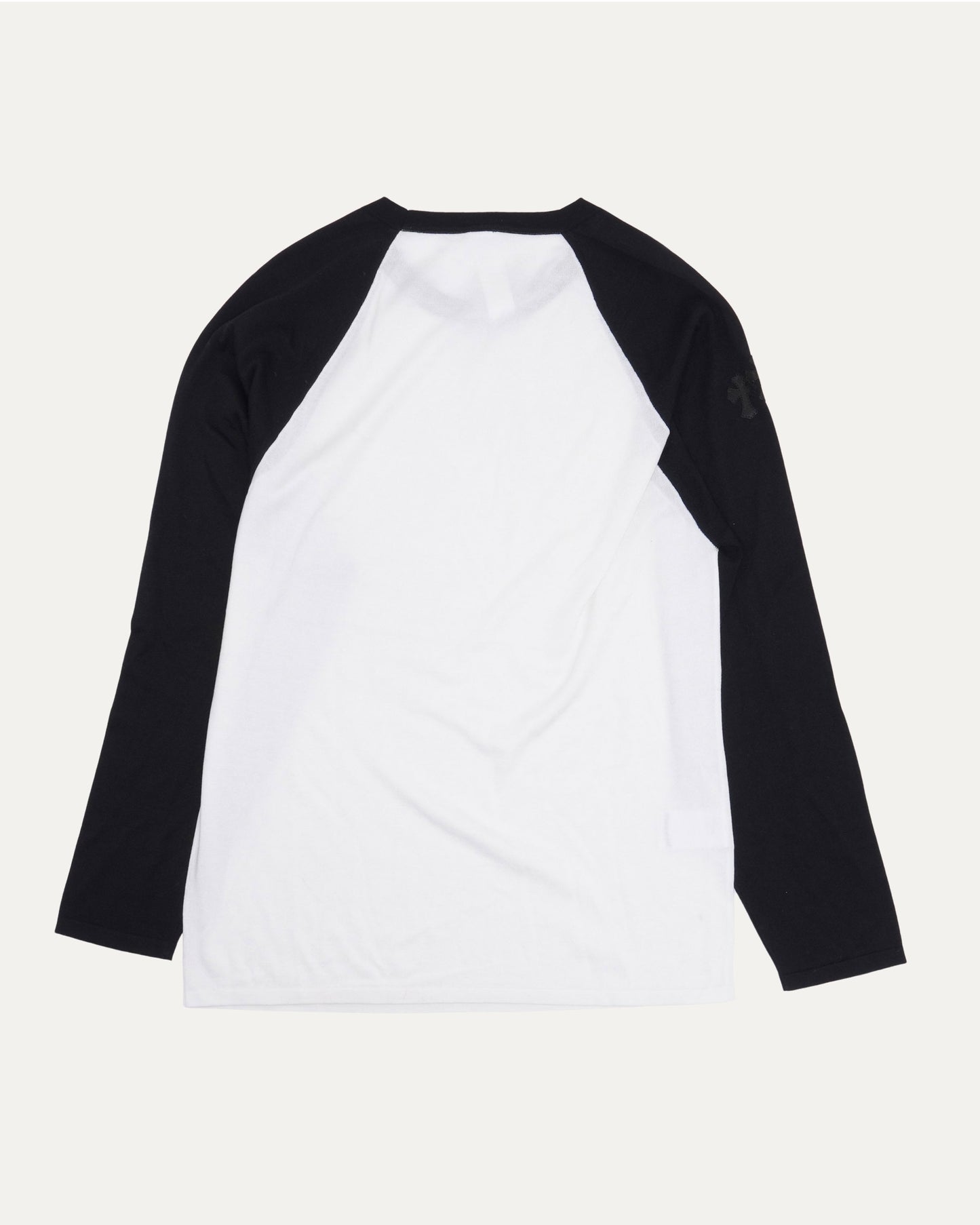 Silk Blend Cross Patch Long Sleeve Raglan T-Shirt