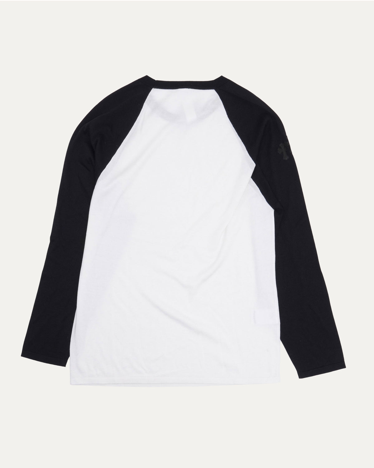 Silk Blend Cross Patch Long Sleeve Raglan T-Shirt