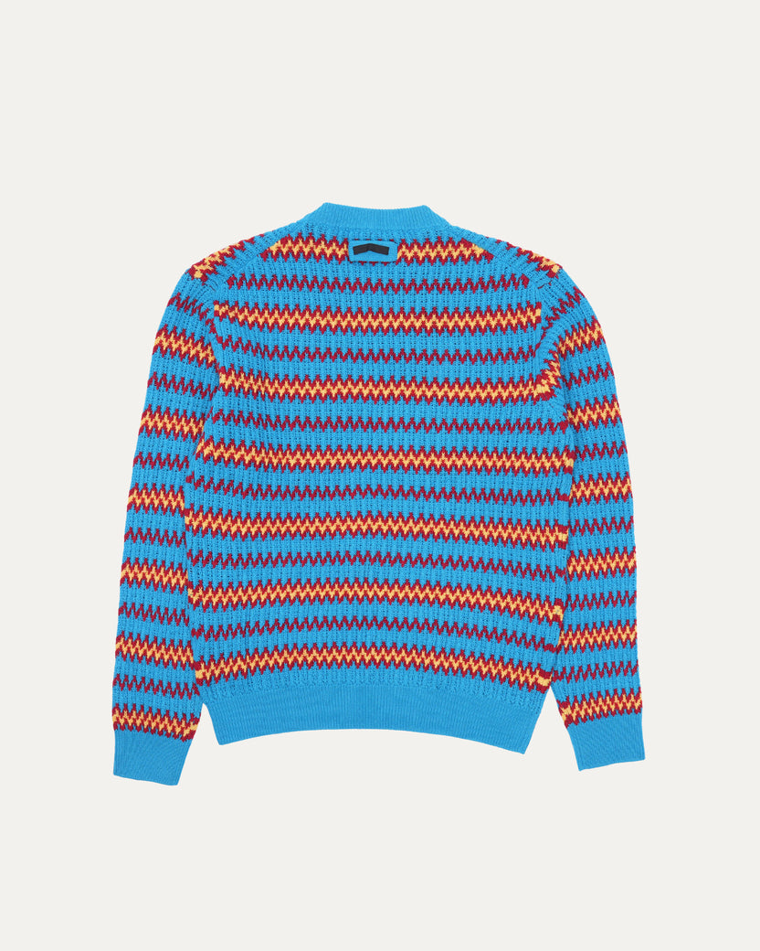 Wool Blend Multicolor Zig Zag Striped Sweater