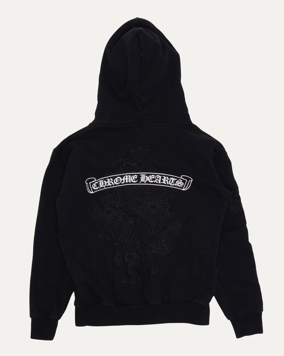 Tonal Cross Vertical Logo Zip Up Hoodie