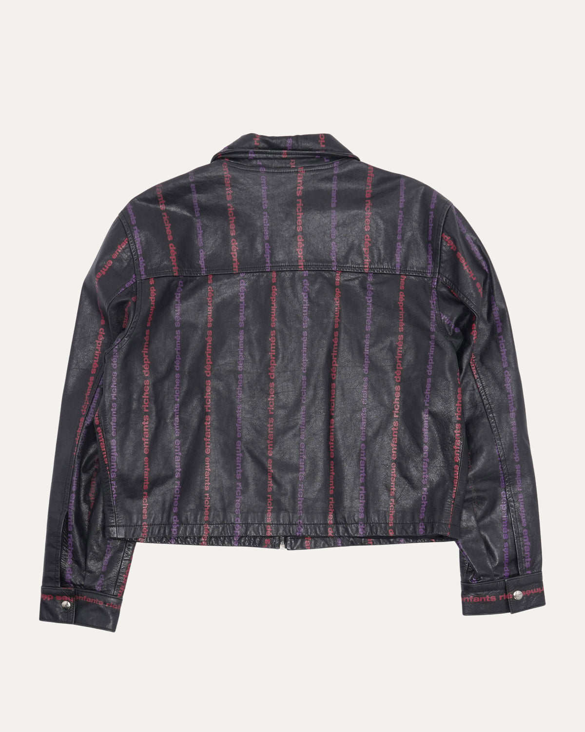 Logo Striped Leather Jacket