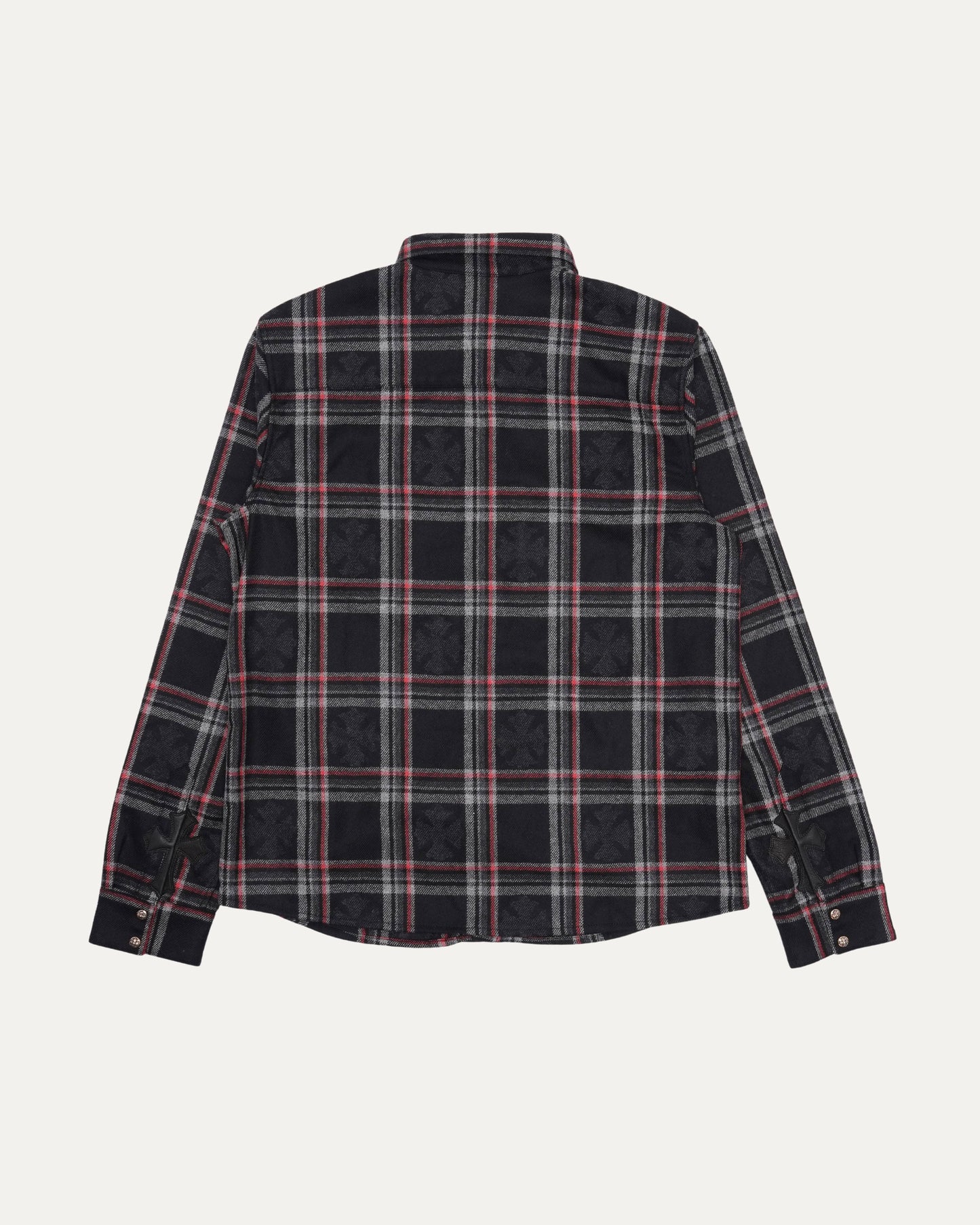 Gas Station Plaid Cashmere Cross Patch Loose Ends Flannel Shirt